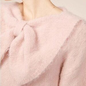 ByTiMo Powder Pink Bow Sweater Soft Fuzzy Alpaca Wool Size X-Large
